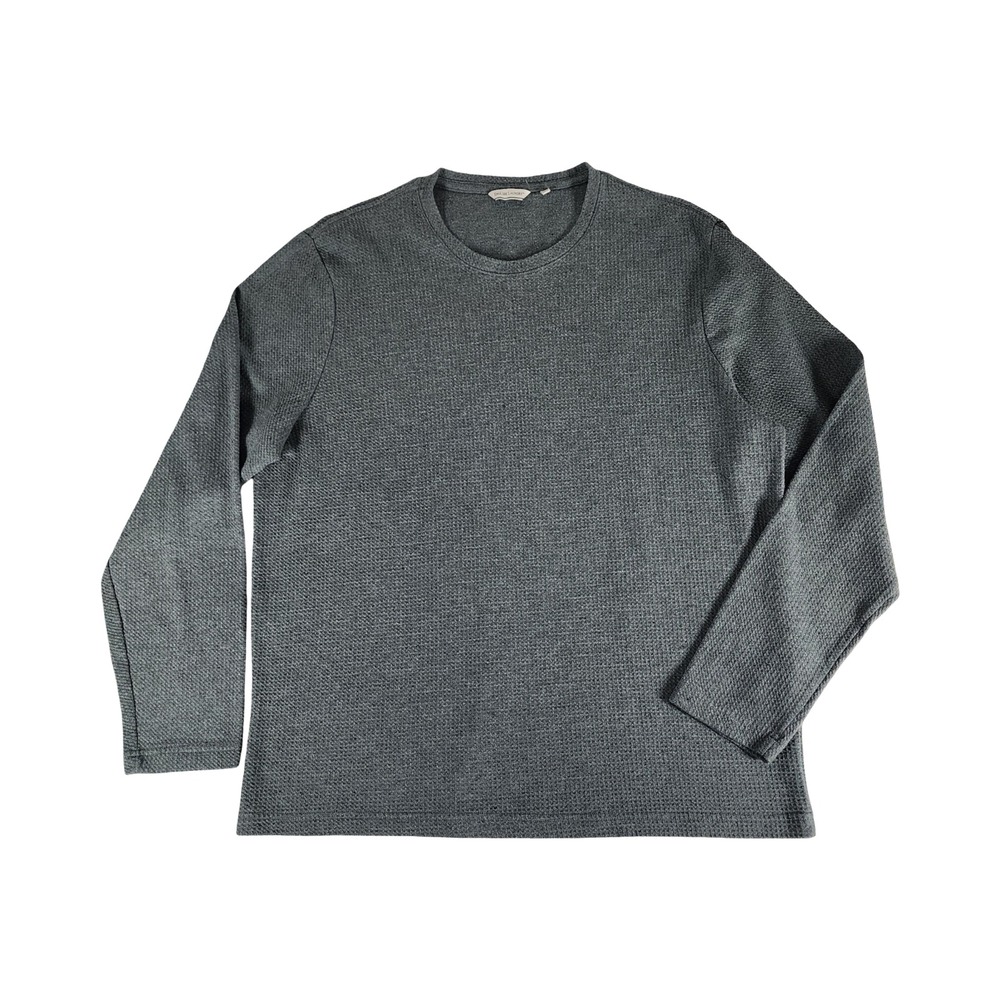 English Laundry Mens XL Long Sleeve Waffle Knit Thermal‎ Shirt Heather Grey Crew